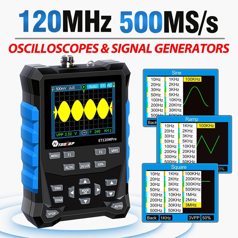 TOOLTOP ET120MPro taşınabilir  - Digital Storage Oscilloscope 100Mhz incelemesi ve fiyatı